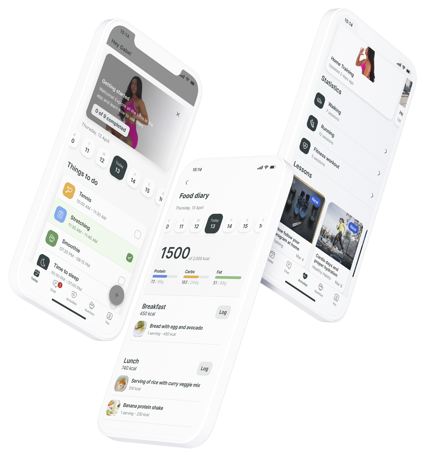 A mockup of the coaching app showcasing the features.