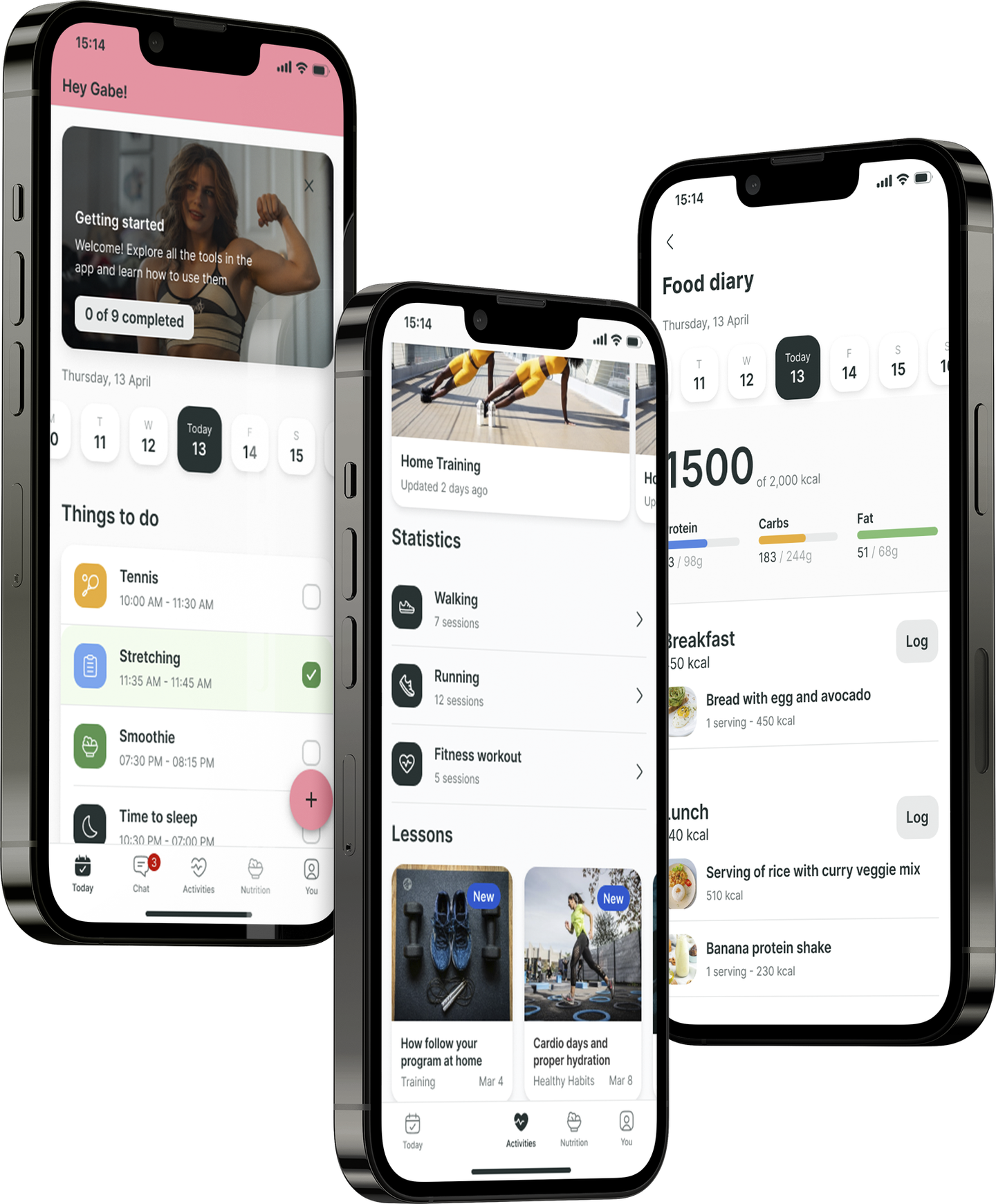 A mockup of the coaching app showcasing the features.