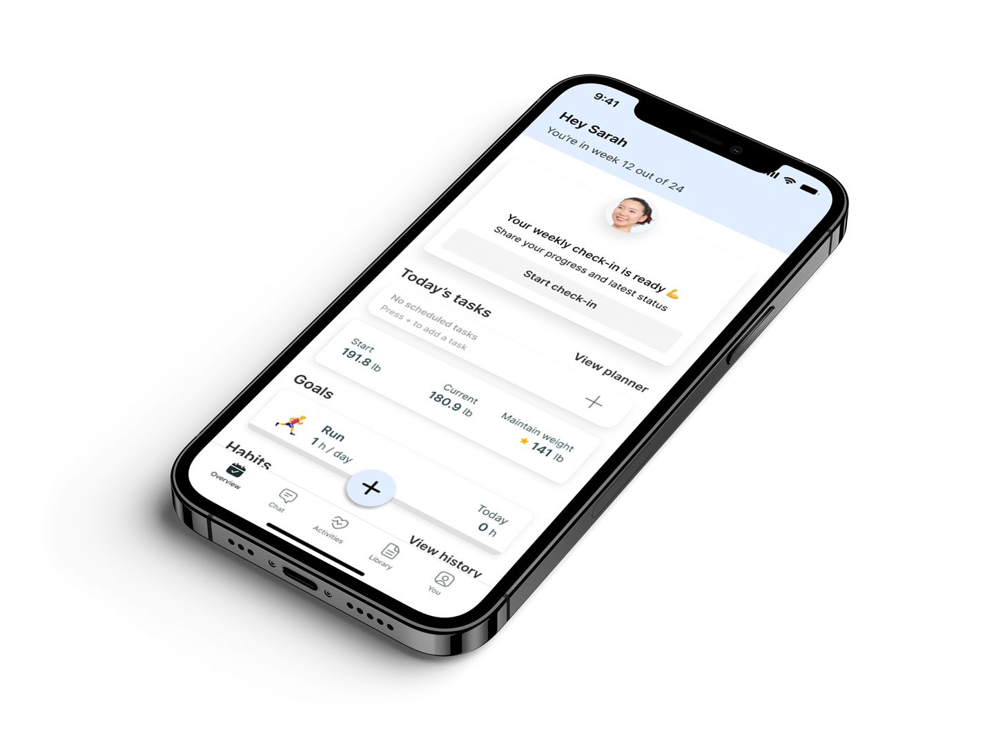 A mockup of the coaching app showcasing the features.