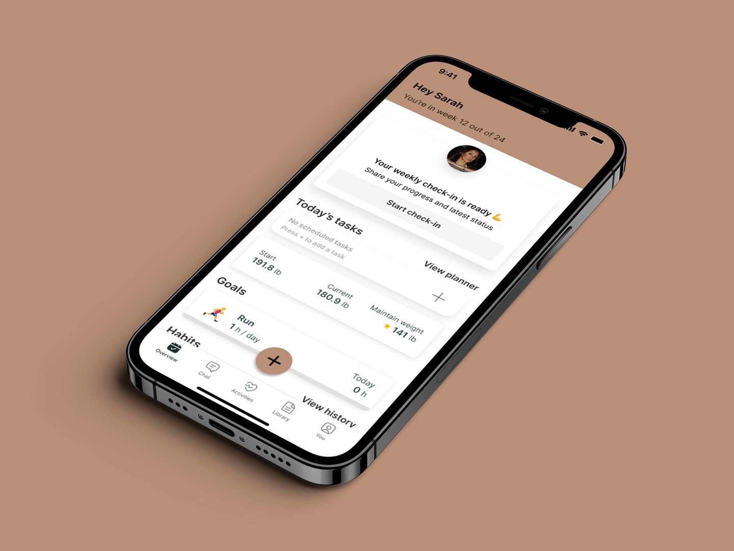A mockup of the coaching app showcasing the features.