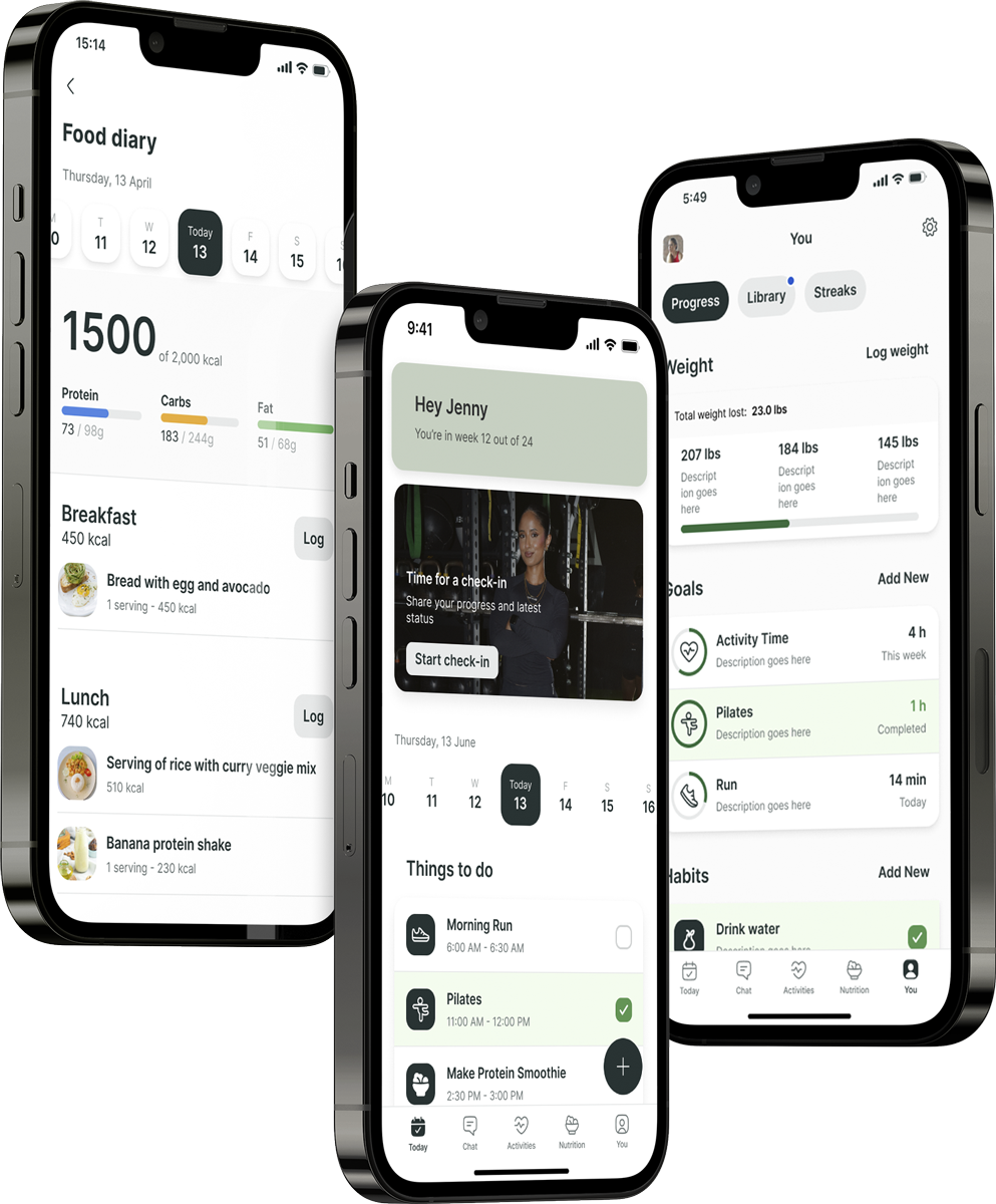 A mockup of the coaching app showcasing the features.