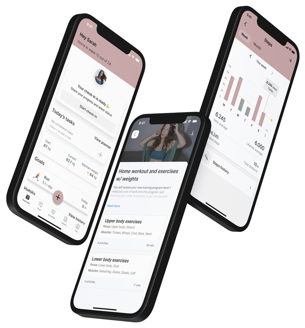 A mockup of the coaching app showcasing the features.
