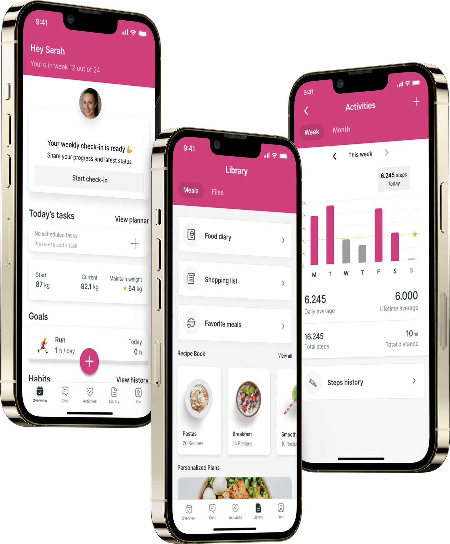 A mockup of the coaching app showcasing the features.