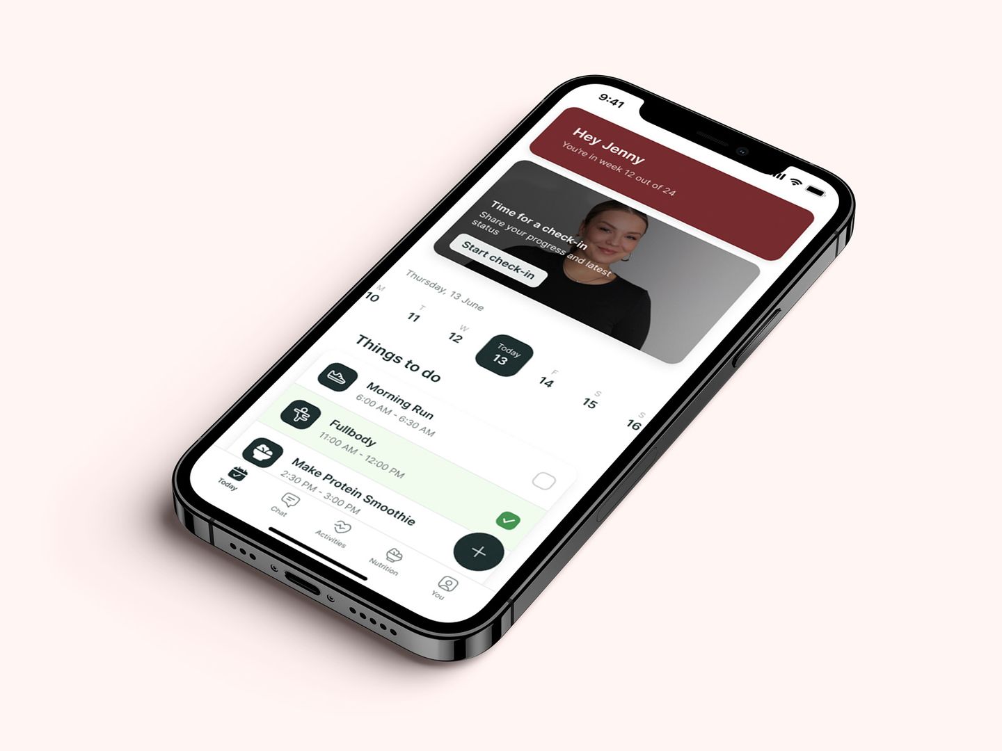 A mockup of the coaching app showcasing the features.