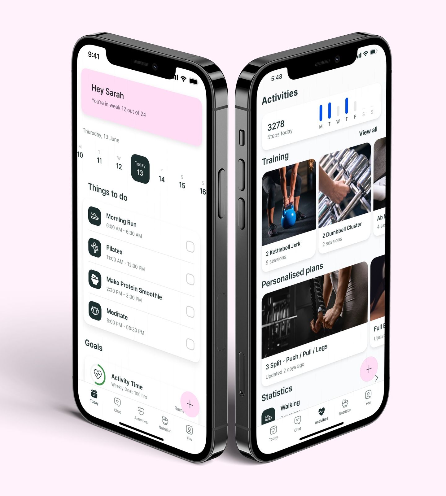 A mockup of the coaching app showcasing the features.