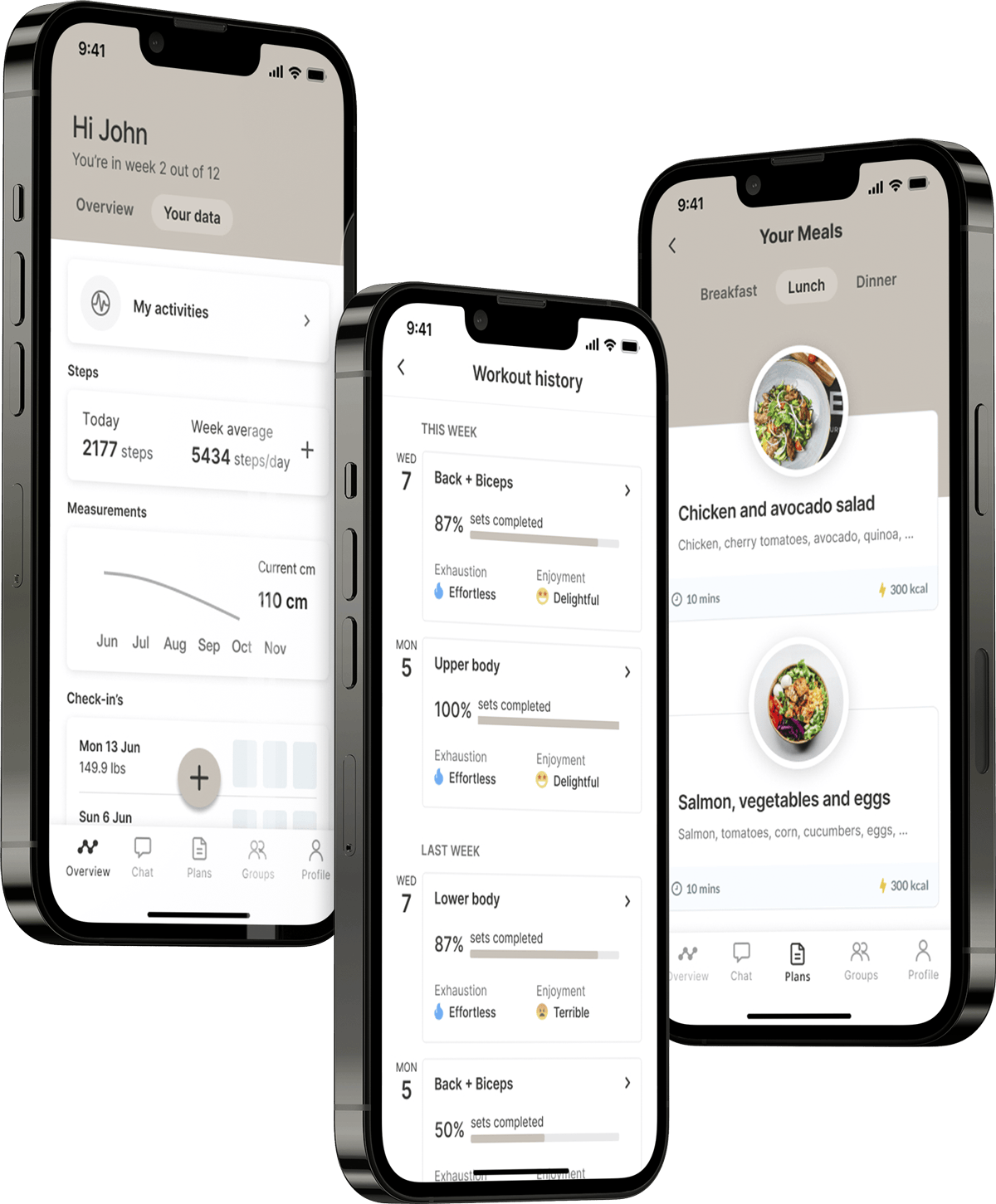 A mockup of the coaching app showcasing the features.