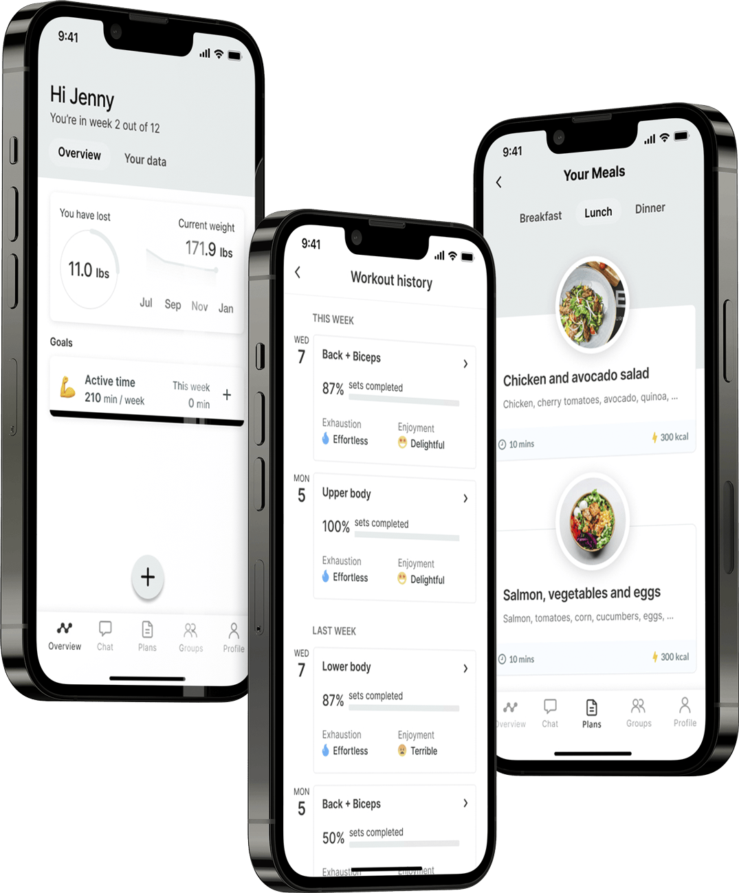 A mockup of the coaching app showcasing the features.