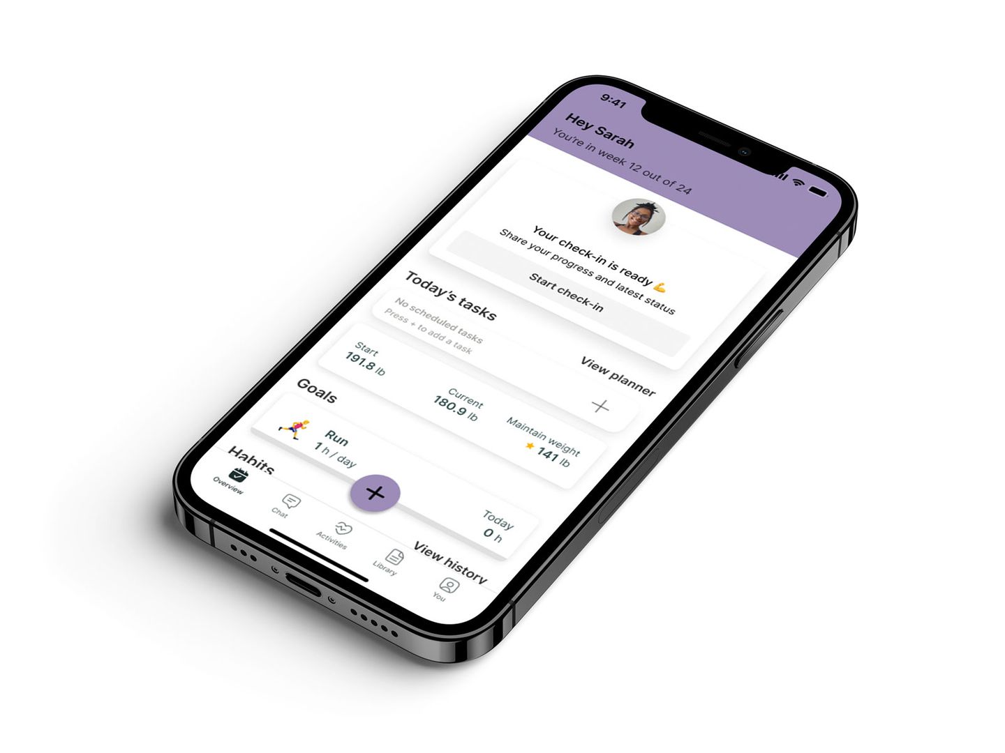 A mockup of the coaching app showcasing the features.