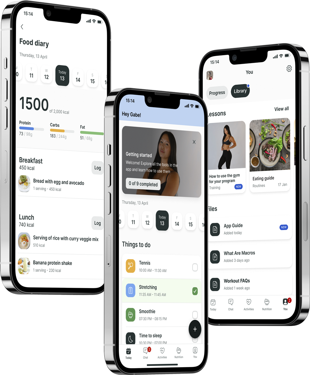 A mockup of the coaching app showcasing the features.