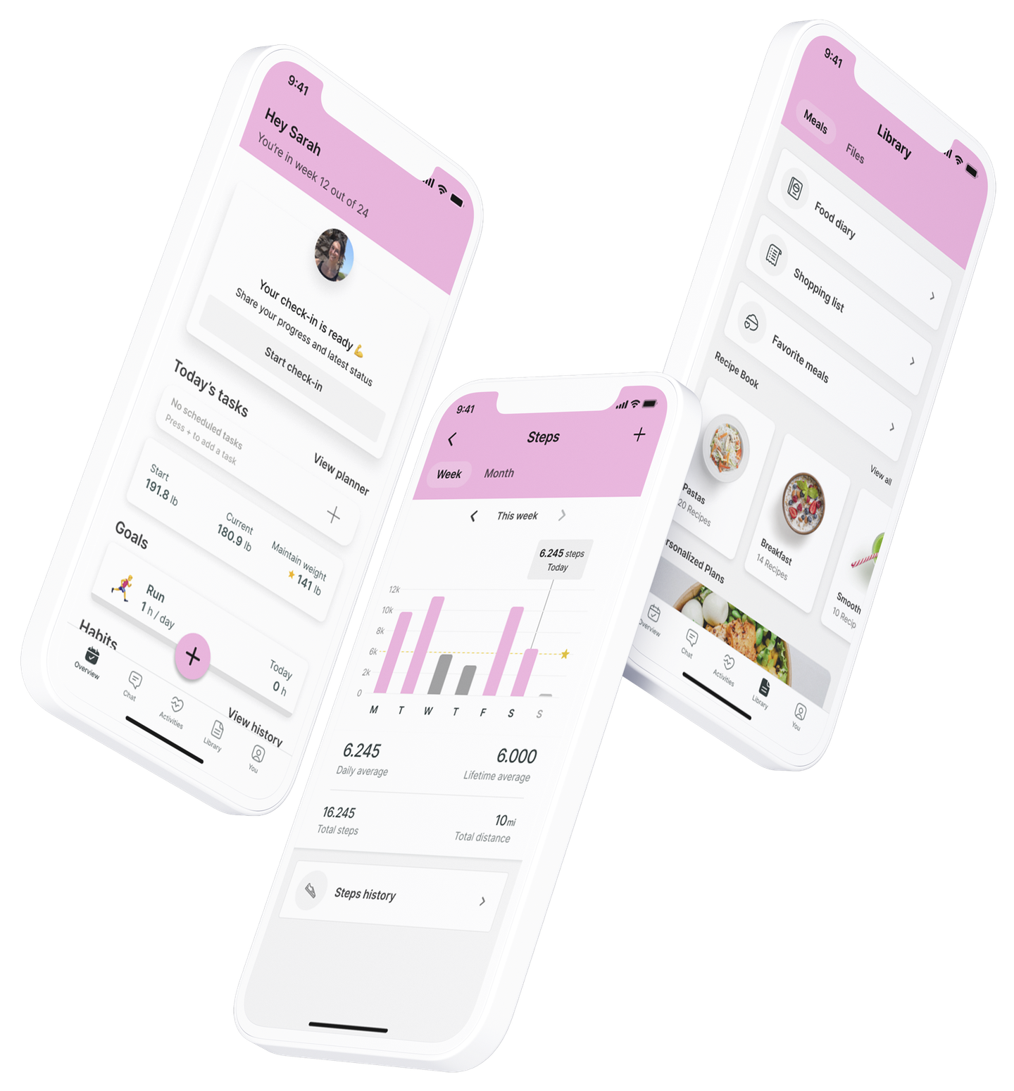 A mockup of the coaching app showcasing the features.