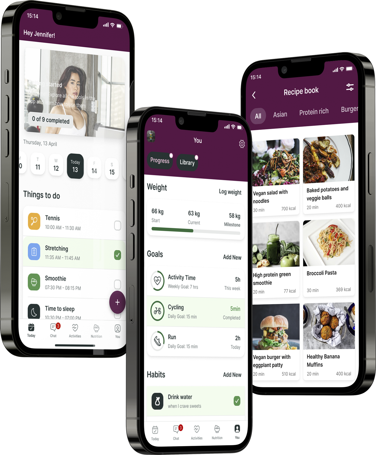 A mockup of the coaching app showcasing the features.