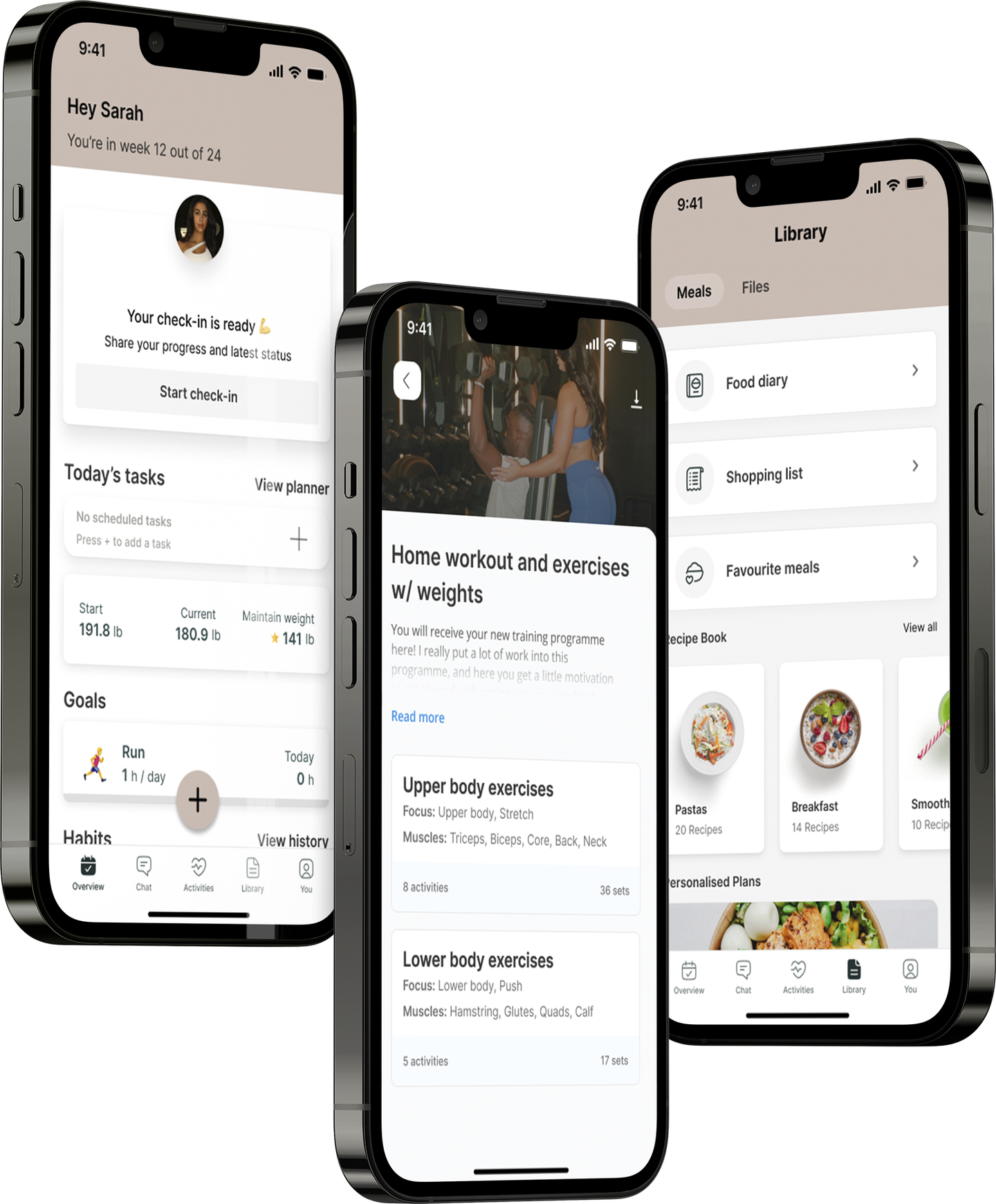 A mockup of the coaching app showcasing the features.