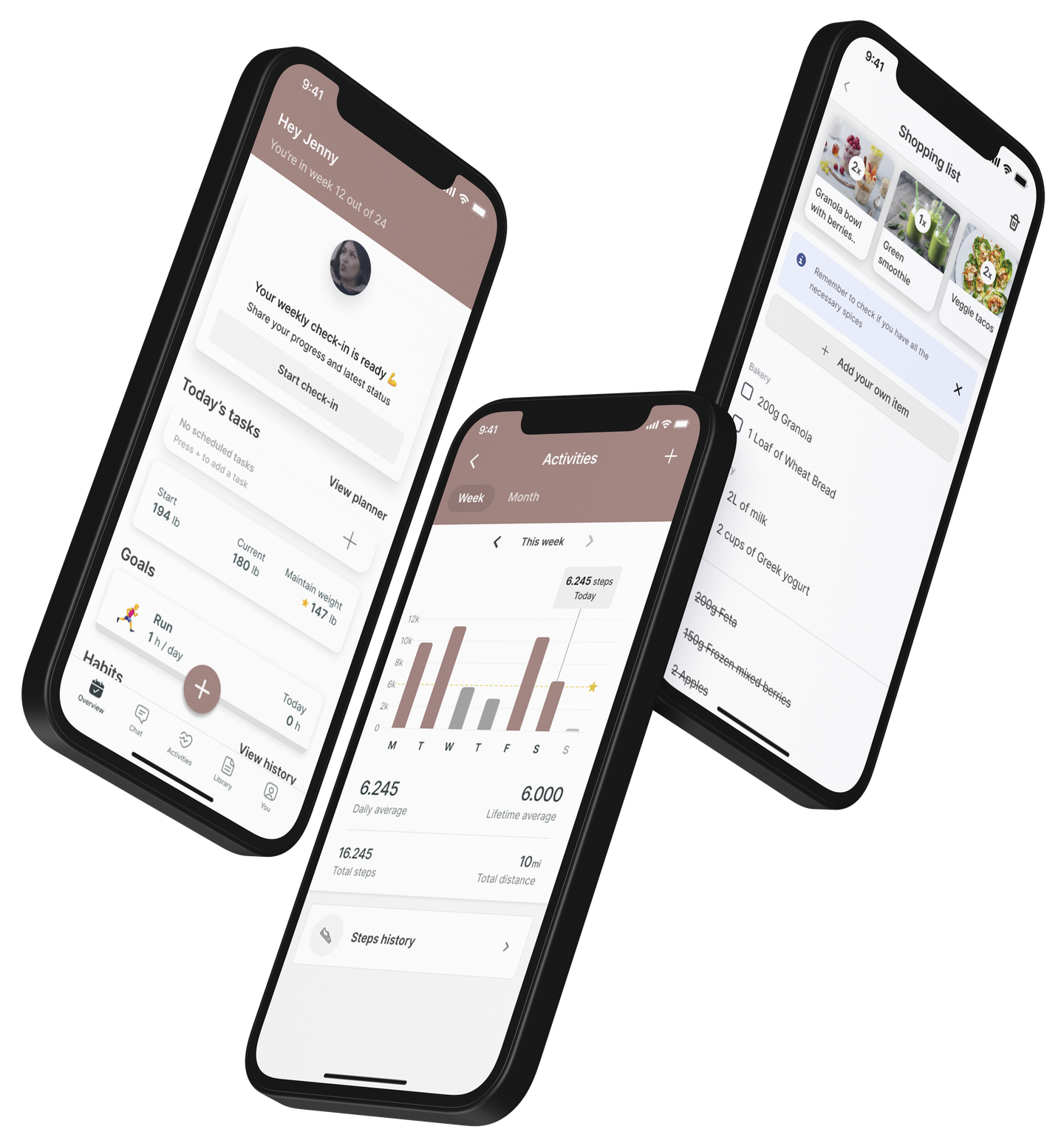 A mockup of the coaching app showcasing the features.