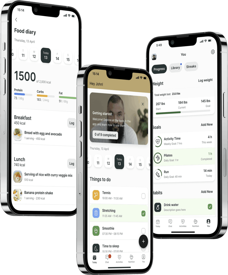 A mockup of the coaching app showcasing the features.