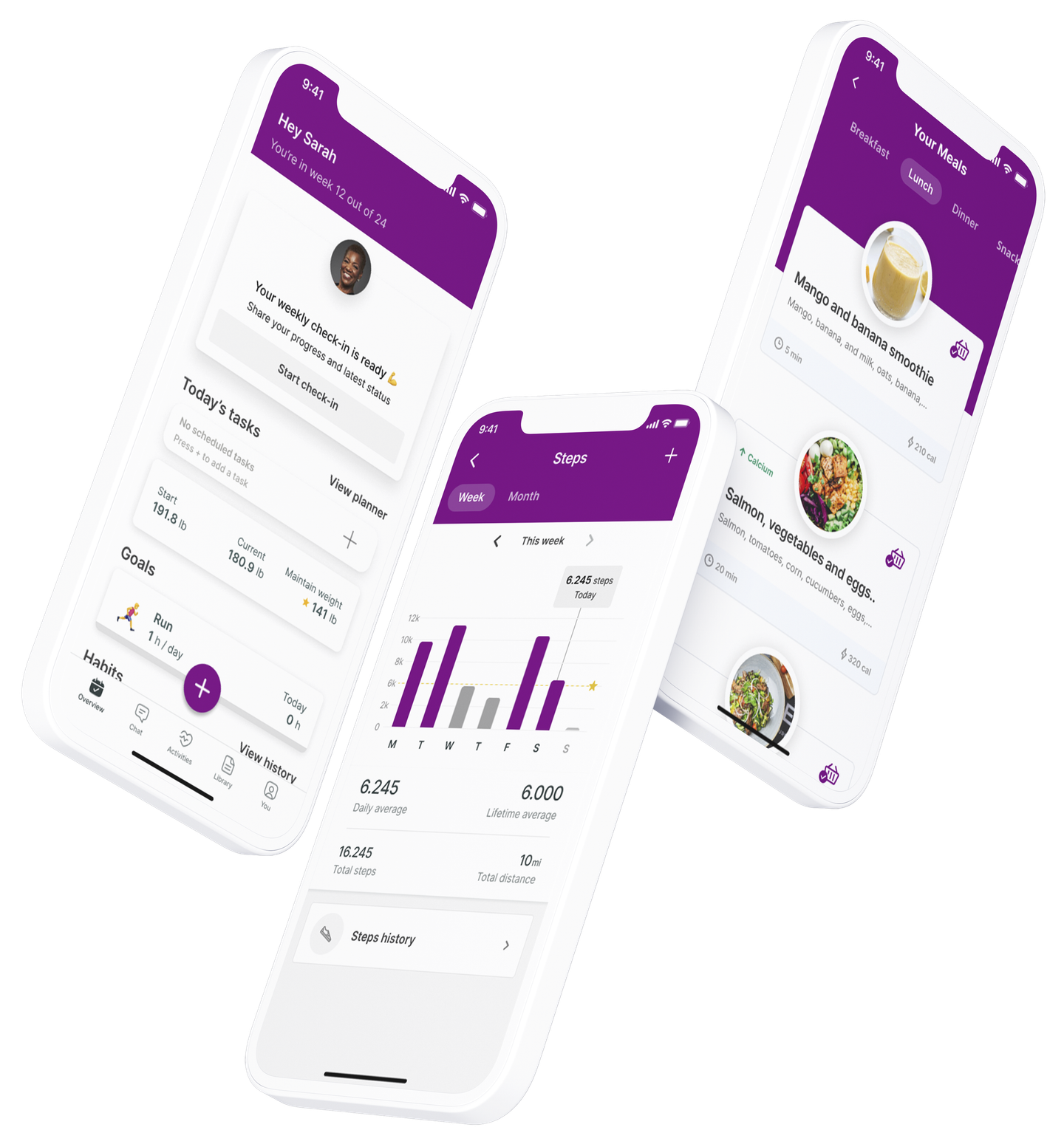A mockup of the coaching app showcasing the features.