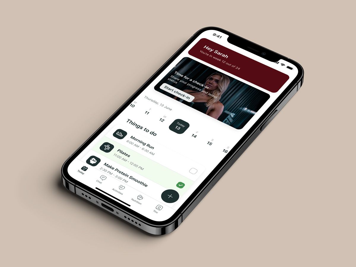 A mockup of the coaching app showcasing the features.