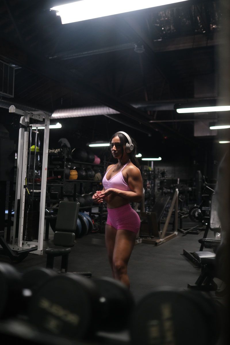 Coach is working out in the gym.