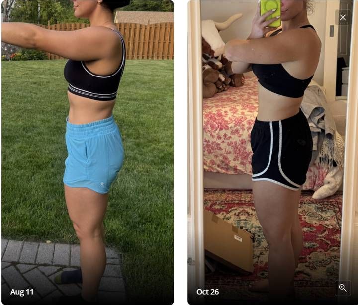 Client before and after progress photos, Aug to Oct