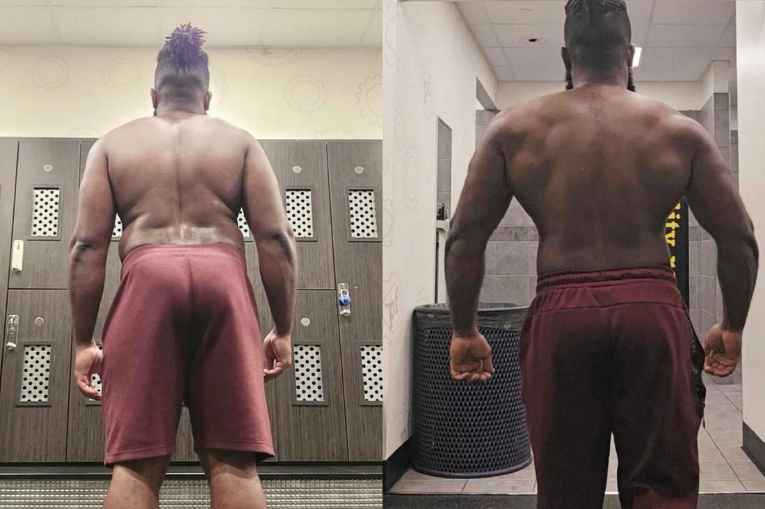 Client transformation 3, back view before and after
