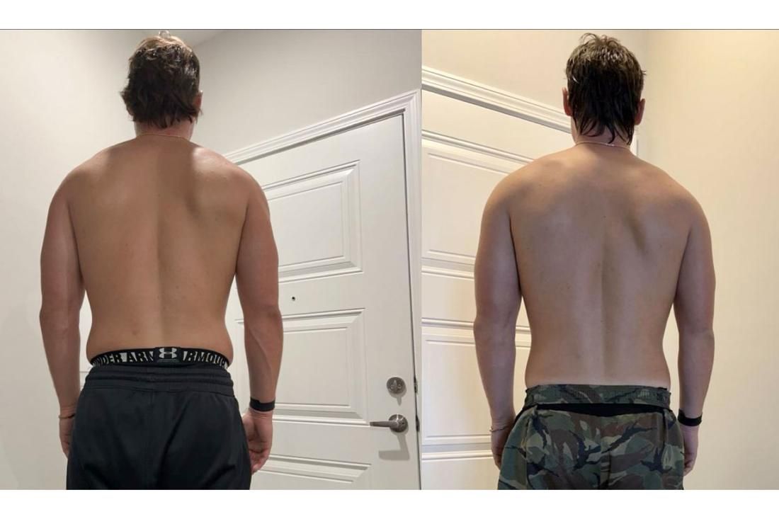 Client transformation 2, back view before and after
