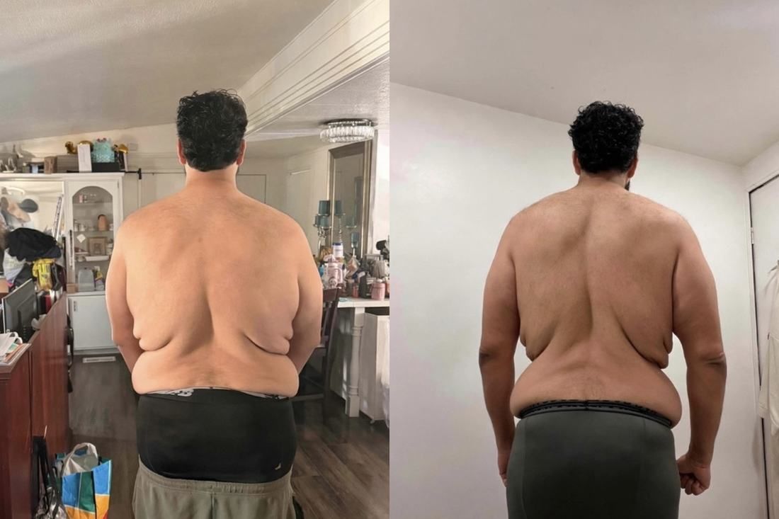 Client transformation 8, back view before and after