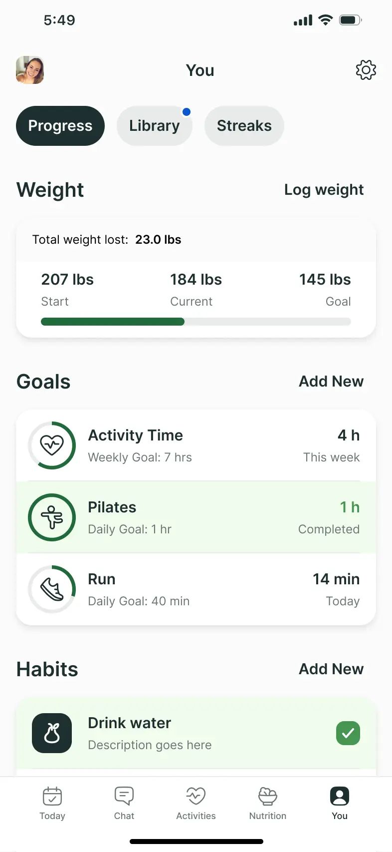 Progress tracking in the Focused Intensity app